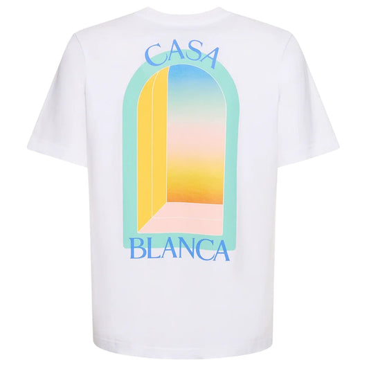 CASABLANCA ARCH GRADIENT T SHIRT WHITE/BLUE