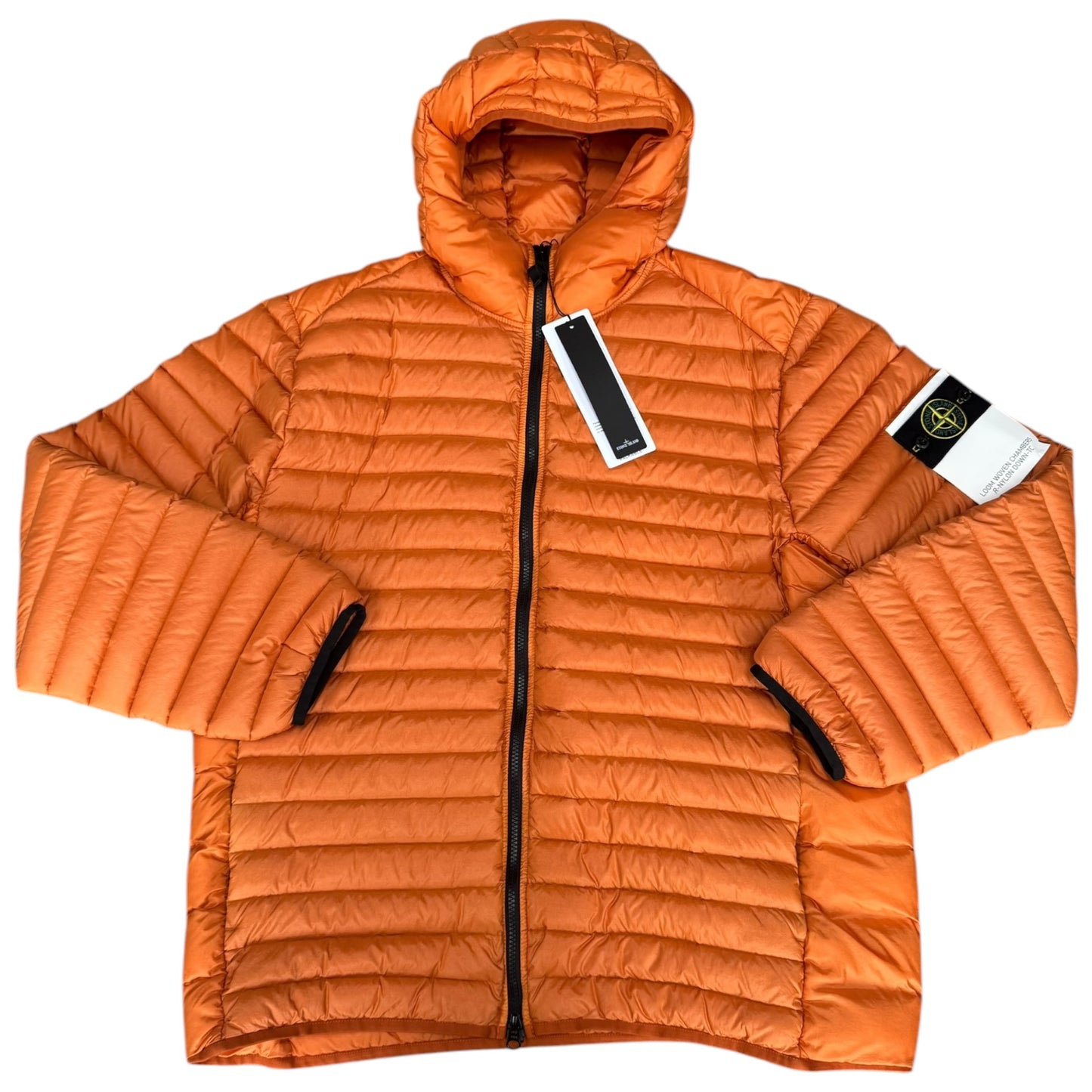 Stone Island Loom Woven Hooded Coat - Orange