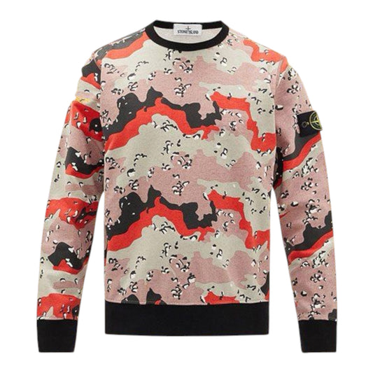 Stone Island Desert Camo Print Sweatshirt Red/Pink