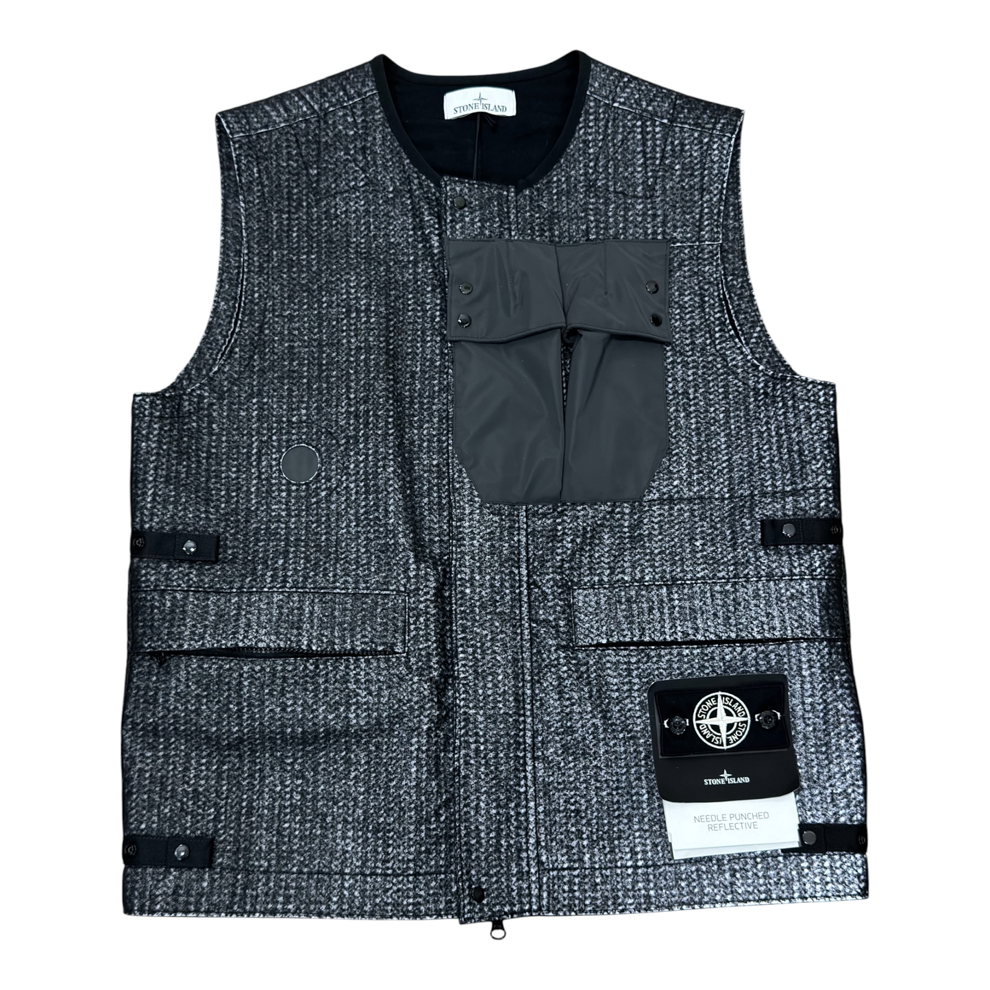Stone Island  Charcoal Needle Punched Reflective Gilet