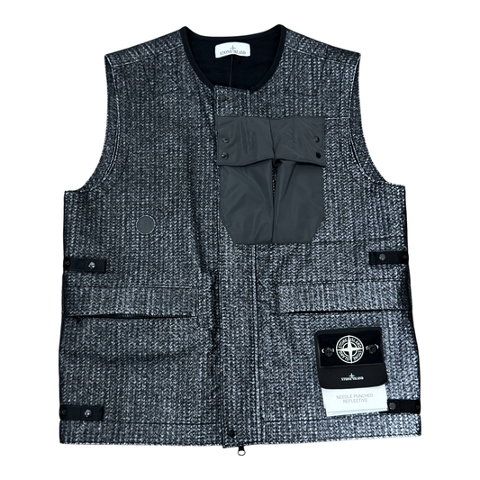 Stone Island  Charcoal Needle Punched Reflective Gilet