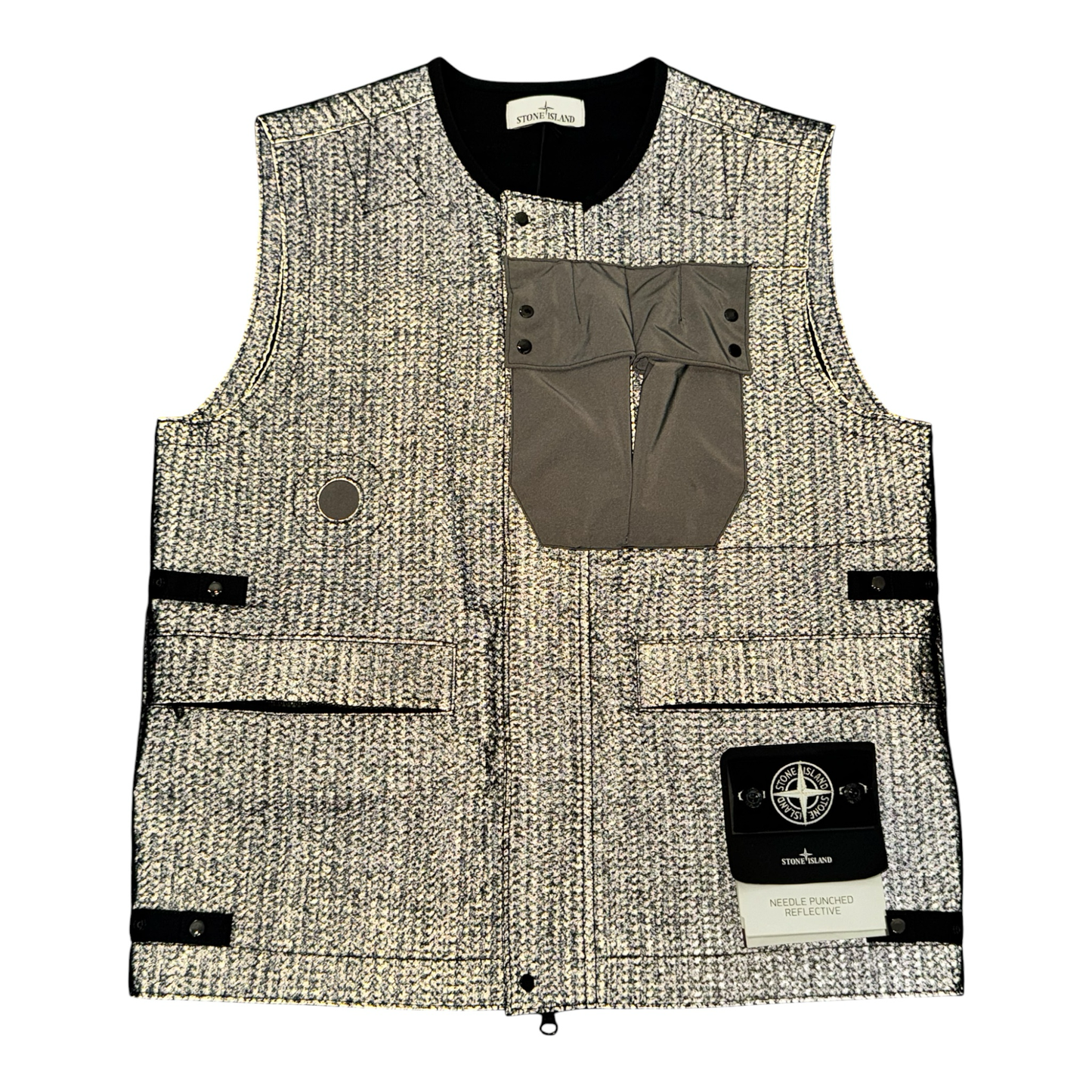 Stone Island  Charcoal Needle Punched Reflective Gilet