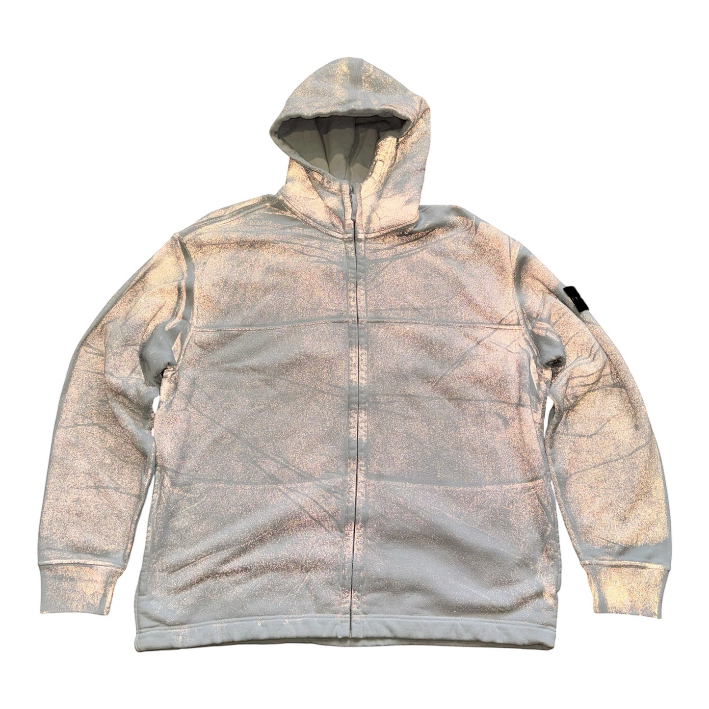 Stone Island Organic Cotton Fleece Reflective Zip Up Hoodie￼