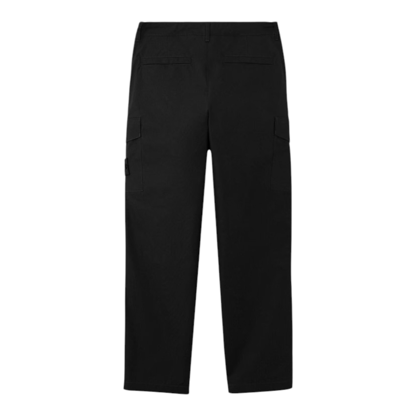 Urban Saints black cotton twill cargo pants with multiple pockets and relaxed fit.