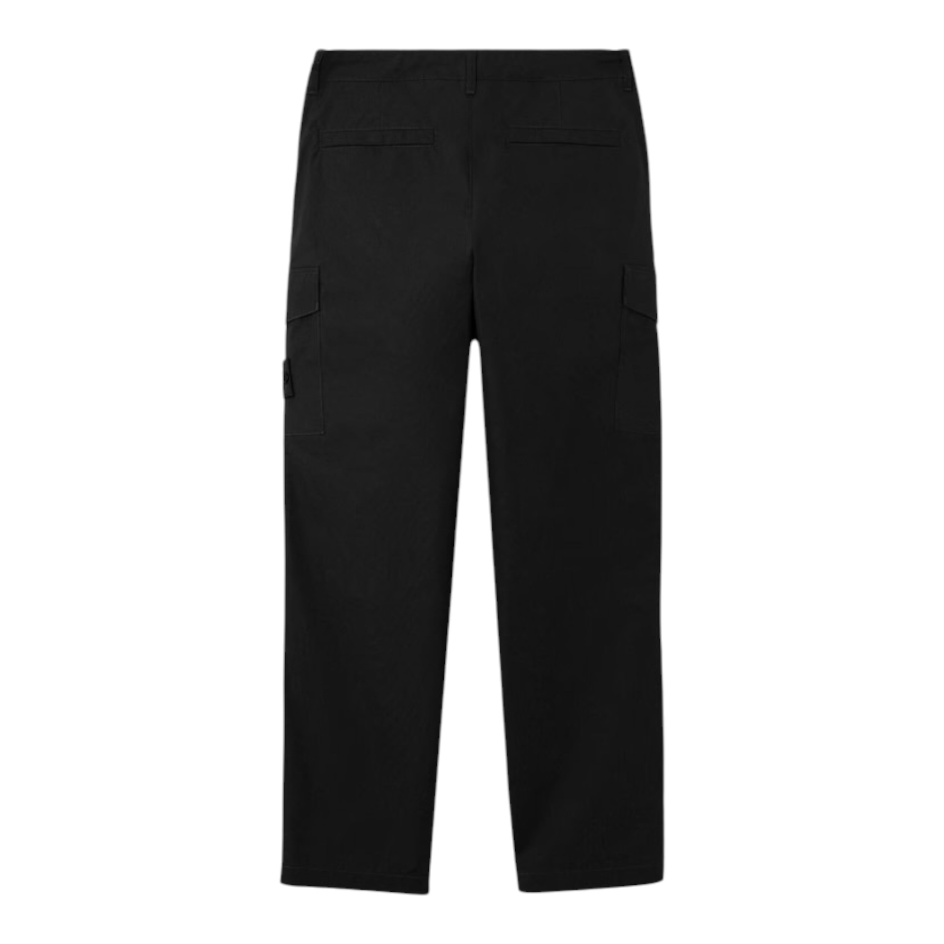 Urban Saints black cotton twill cargo pants with multiple pockets and relaxed fit.