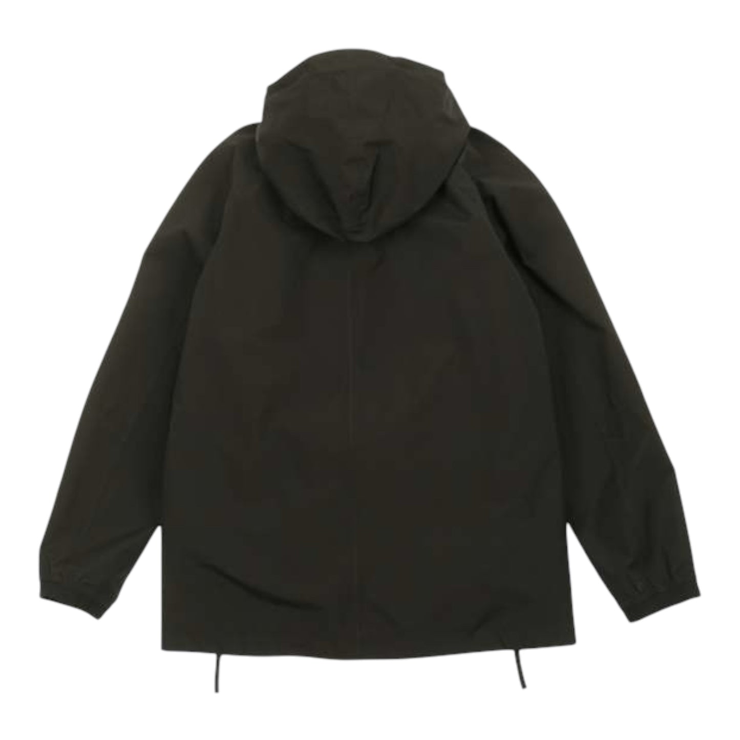Urban Saints black technical hooded smock jacket with weather-resistant fabric and minimalist design.