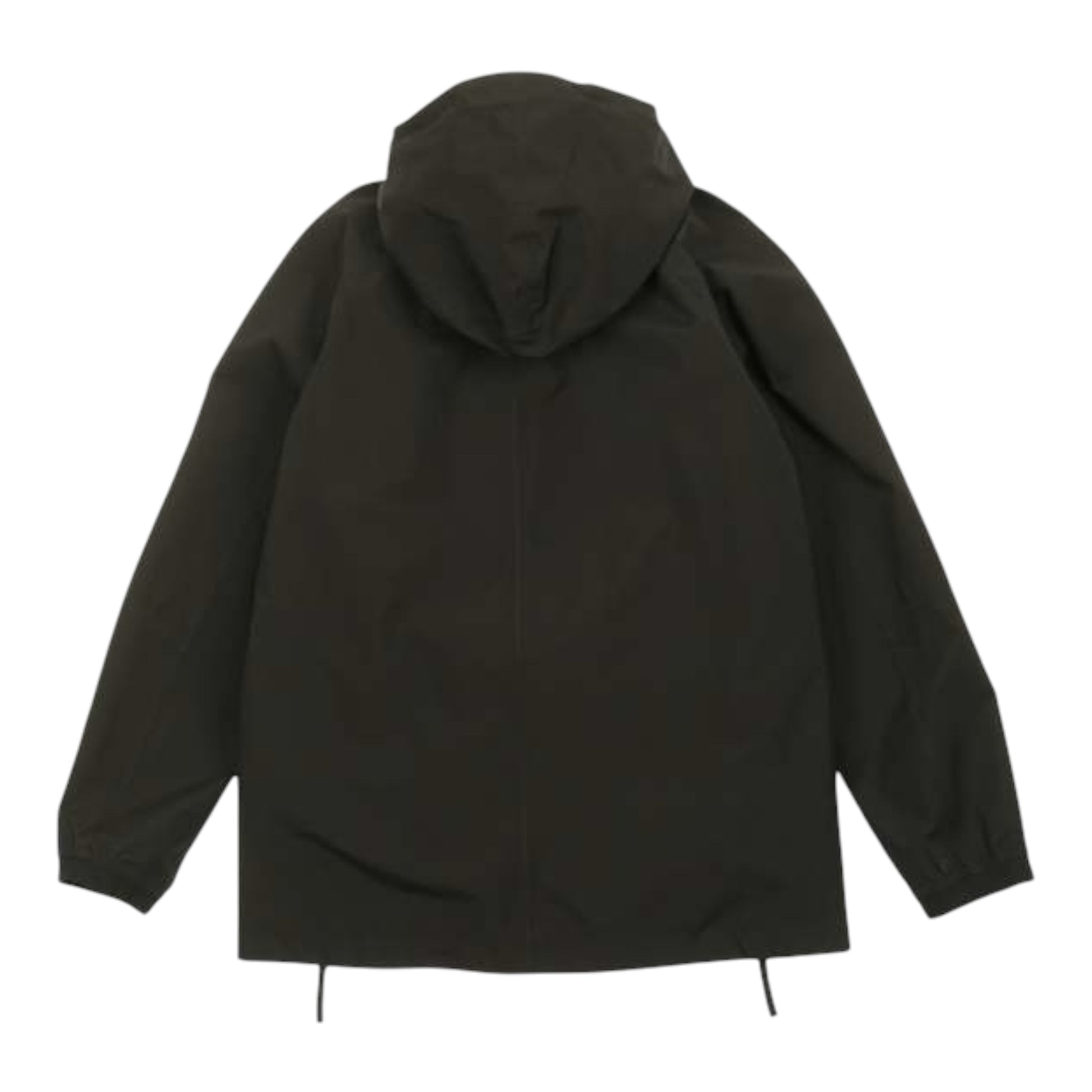 Urban Saints black technical hooded smock jacket with weather-resistant fabric and minimalist design.