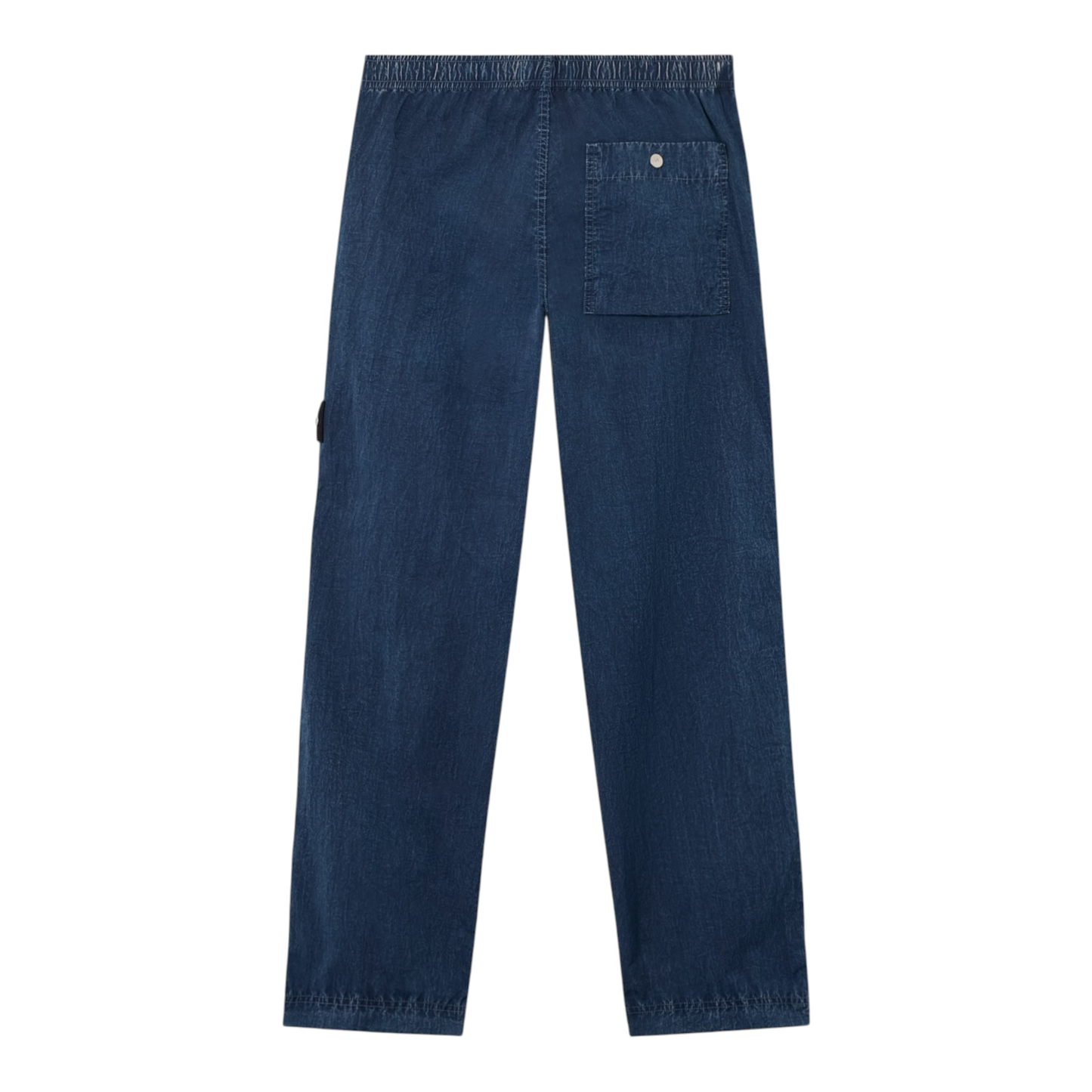 Urban Saints deep blue garment-dyed cotton cargo pants with elasticated waist and Stone Island badge.