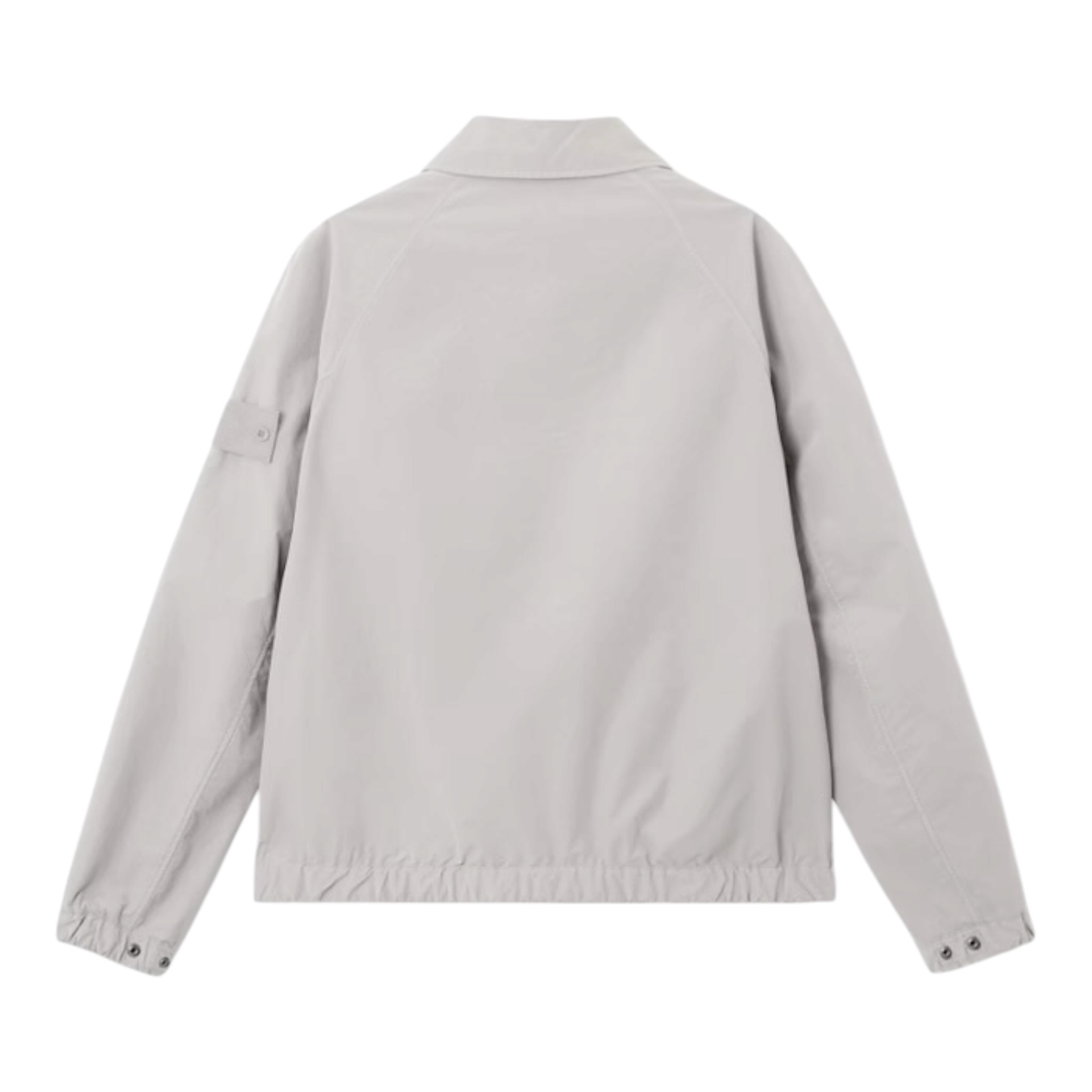 Urban Saints Stone Island grey lightweight technical overshirt with sleeve patch and adjustable button cuffs.
