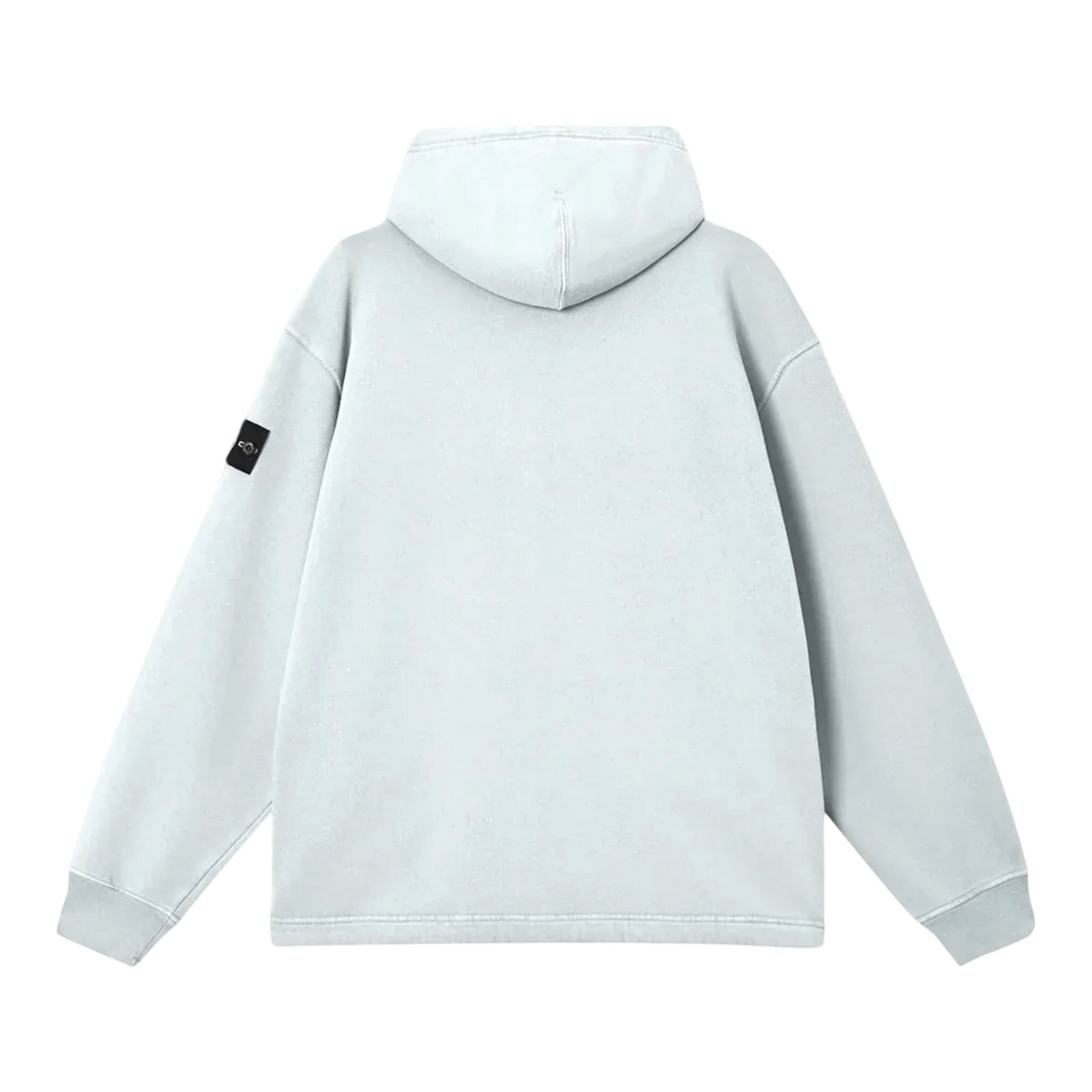 Urban Saints Stone Island light grey garment-dyed cotton hooded sweatshirt with sleeve patch detail.