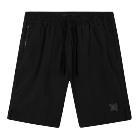 Urban Saints black Stone Island Nylon Metal technical shorts with elasticated drawstring waist and zip pockets.